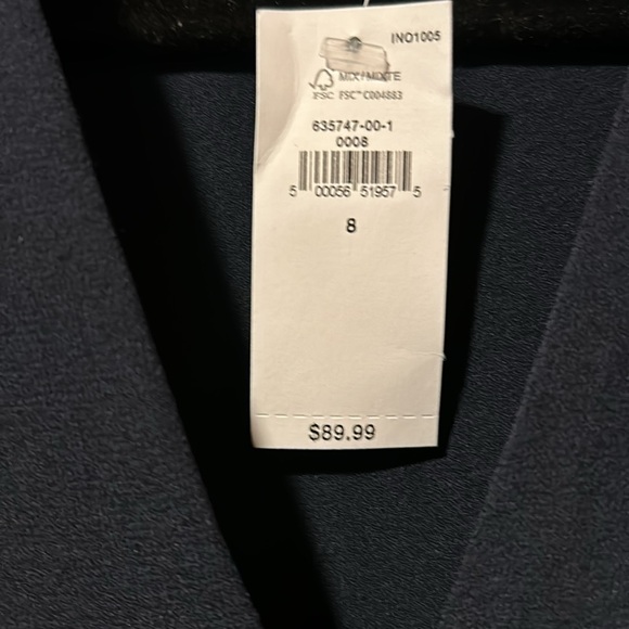 Banana Republic Navy Blue side zip V-neck knee length poly spandex - Picture 2 of 4